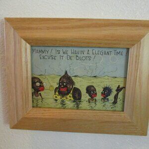 FINAL SALE Leaving Poshmark! Vintage Black Americana postcard, Framed